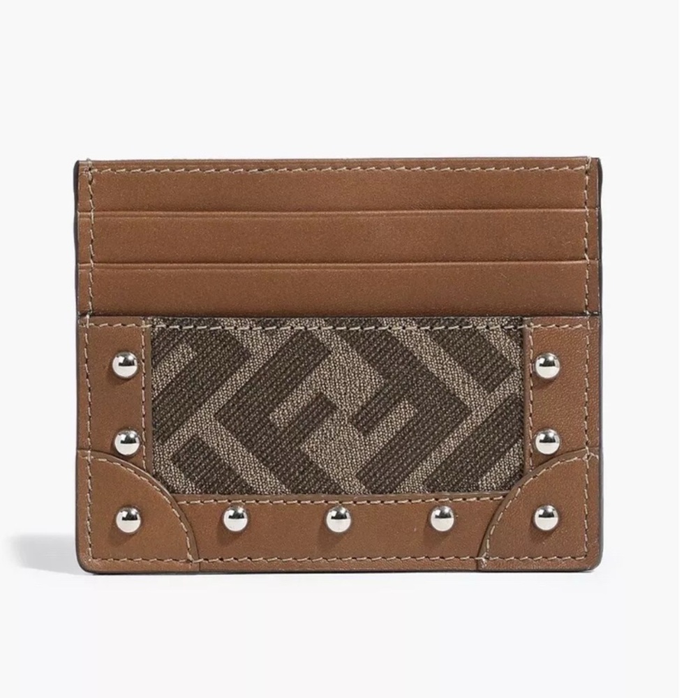 Fendi FF Brown Leather Card Holder New